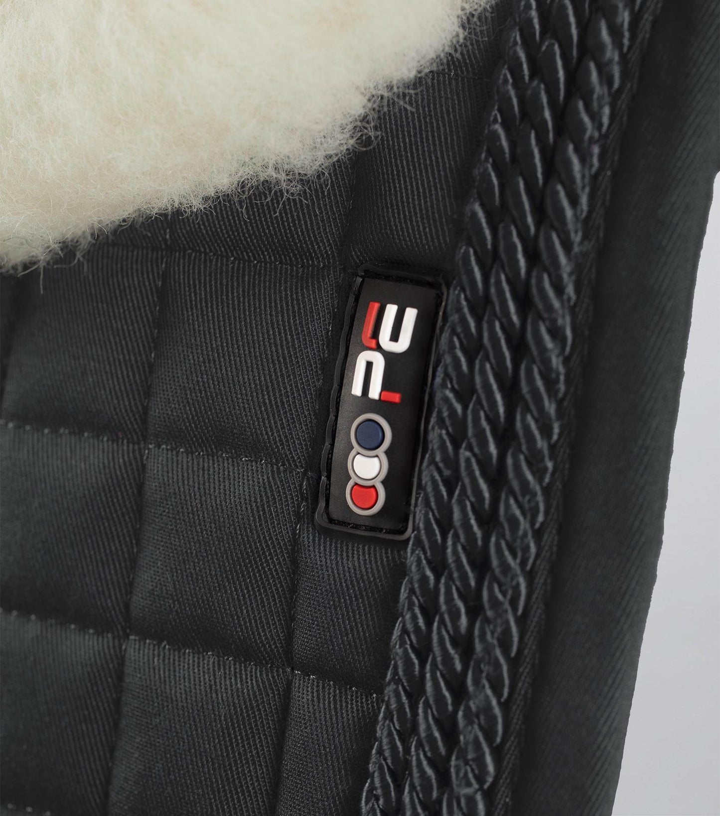 Premier Equine Close Contact Merino Wool European Saddle Pad - Dressage Saddle Pad Black/Natural Wool