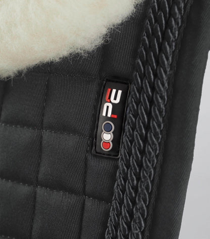 Premier Equine Close Contact Merino Wool European Saddle Pad - Dressage Saddle Pad Black/Natural Wool