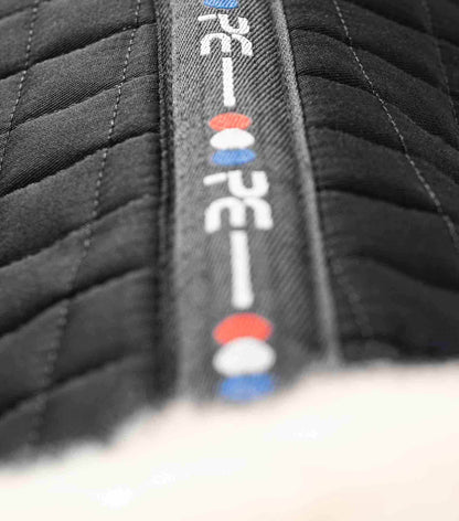 Premier Equine Close Contact Merino Wool European Saddle Pad - Dressage Saddle Pad Black/Natural Wool