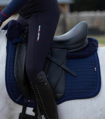 Premier Equine Close Contact Merino Wool European Saddle Pad - Dressage Saddle Pad Navy/Navy Wool