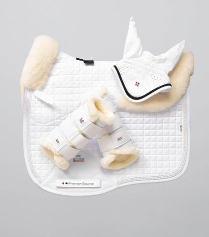 Premier Equine Close Contact Merino Wool European Saddle Pad - Dressage Saddle Pad White/Natural Wool