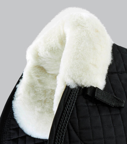 Premier Equine Close Contact Merino Wool European Saddle Pad - GP/Jump Square Black/Natural Wool
