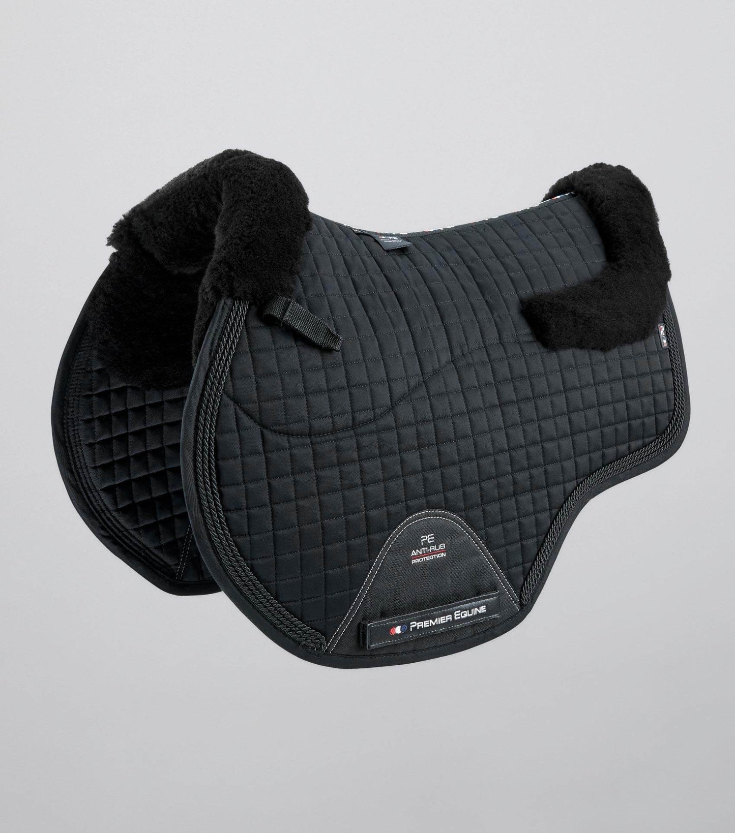 Premier Equine Close Contact Merino Wool European Saddle Pad - GP/Jump Square Black/Black Wool