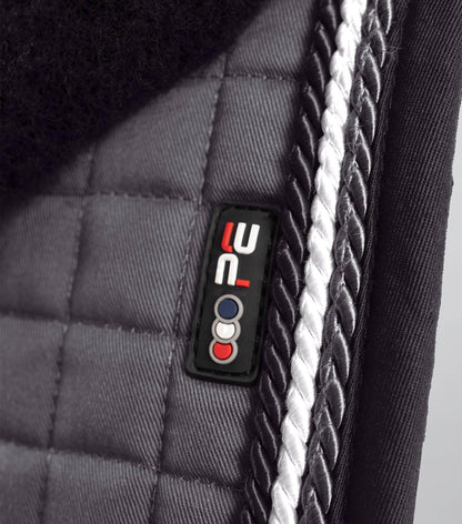Premier Equine Close Contact Merino Wool European Saddle Pad - GP/Jump Square Grey/Black Wool