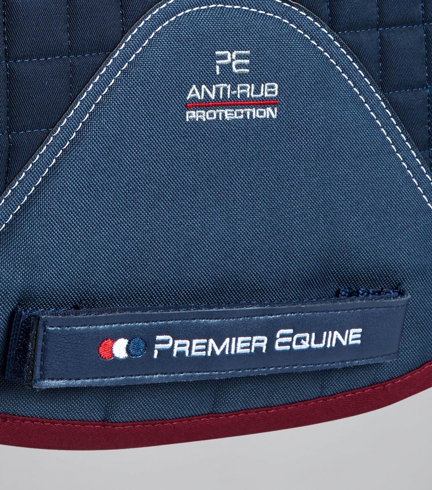 Premier Equine Close Contact Merino Wool European Saddle Pad - GP/Jump Square Navy/Burgundy Wool