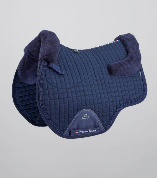 Premier Equine Close Contact Merino Wool European Saddle Pad - GP/Jump Square Navy/Navy Wool