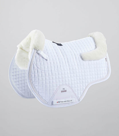 Premier Equine Close Contact Merino Wool European Saddle Pad - GP/Jump Square White/Natural Wool