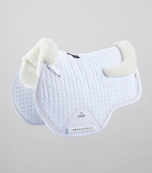Premier Equine Close Contact Merino Wool European Saddle Pad - GP/Jump Square White/Natural Wool
