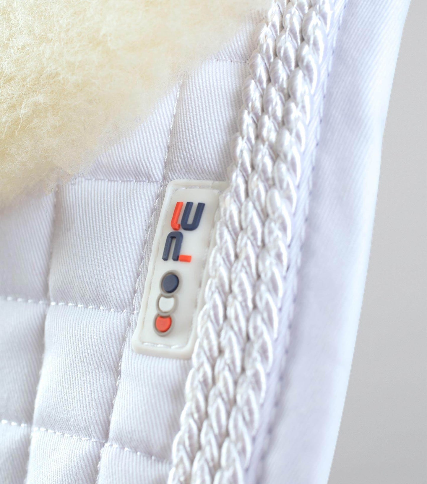 Premier Equine Close Contact Merino Wool European Saddle Pad - GP/Jump Square White/Natural Wool