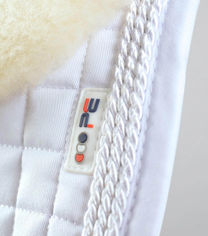 Premier Equine Close Contact Merino Wool European Saddle Pad - GP/Jump Square White/Natural Wool