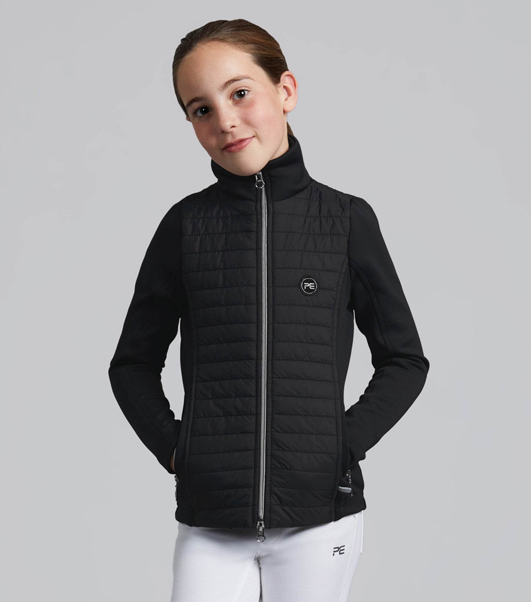 Premier Equine Mini Elena Girl's Hybrid Riding Jacket Black - N P Equestrian & Pet Supplies Ltd 