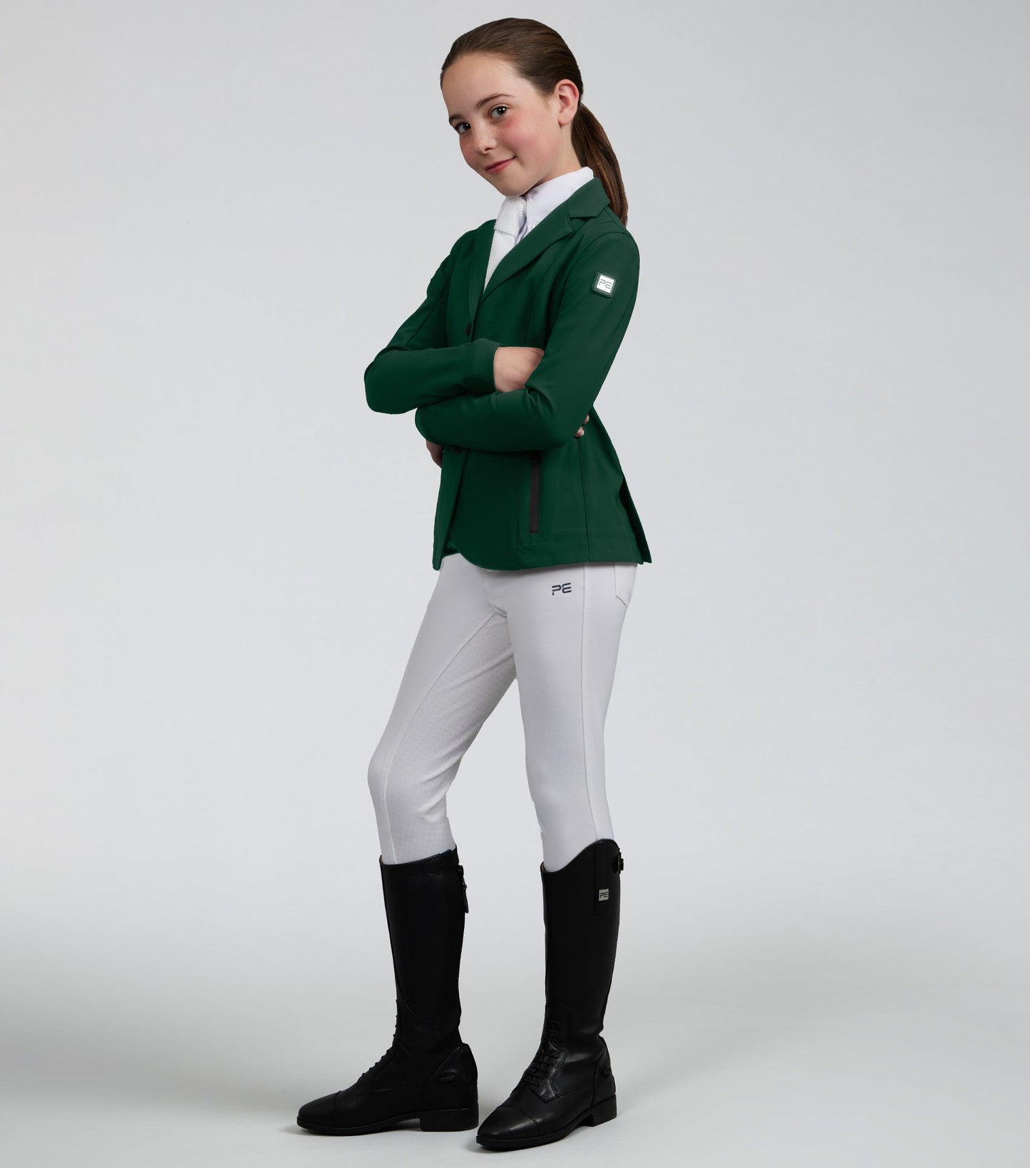 Premier Equine Evinco Girls Competition Jacket Alpine Green