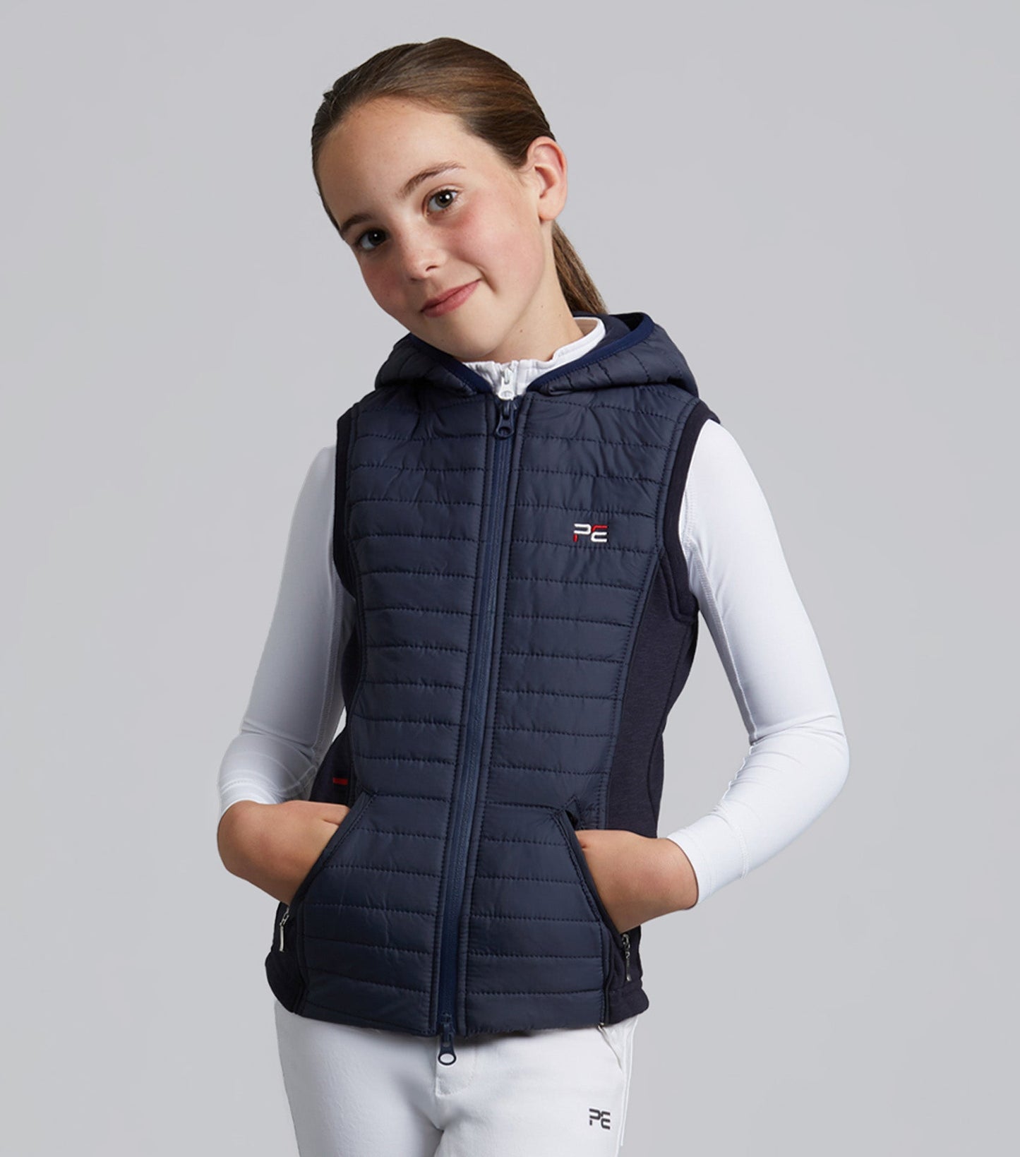 Premier Equine Mini Lamera Girl's Hybrid Riding Gilet Navy