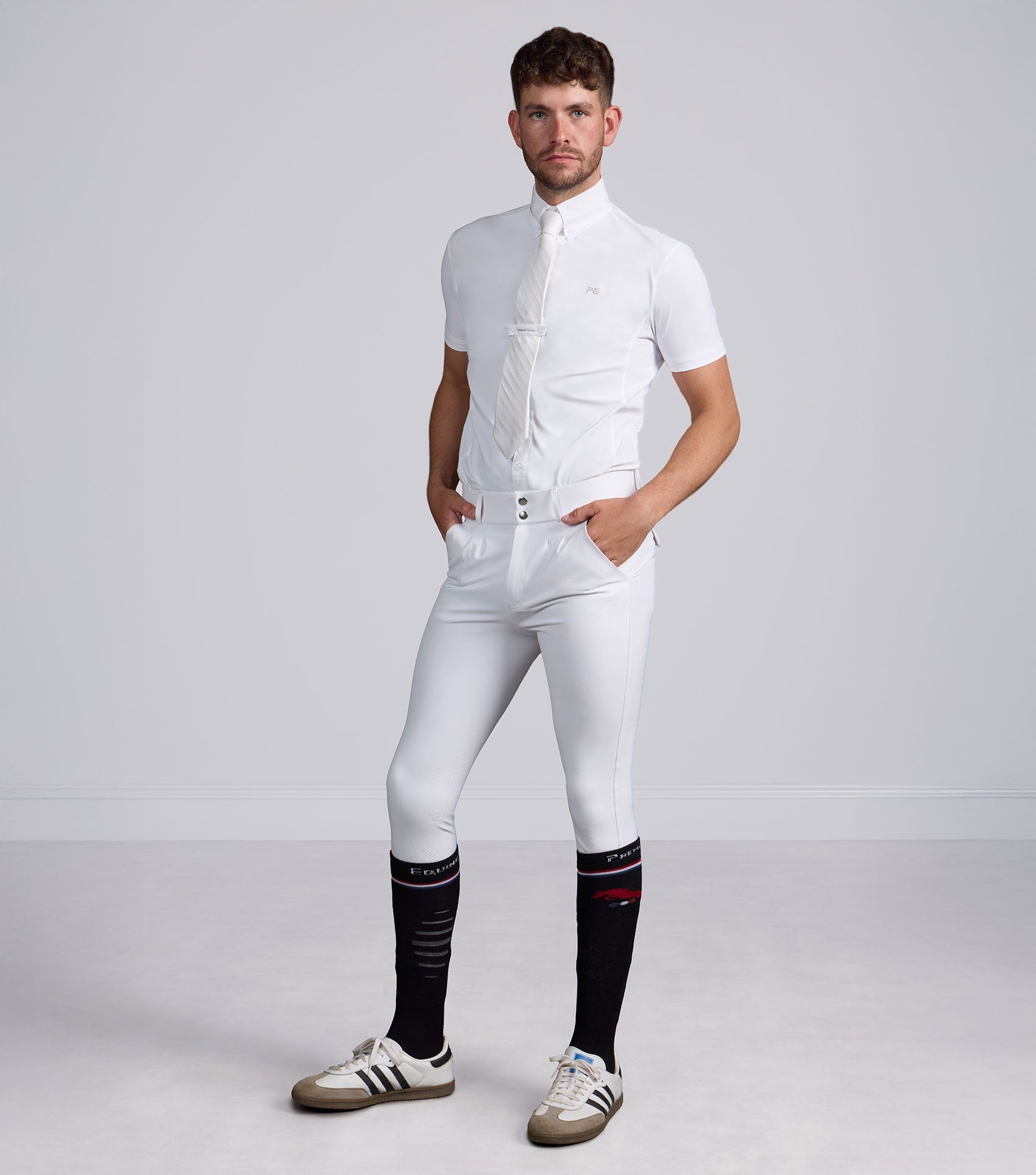 Premier Equine Ludis Men's Gel Knee Riding Breeches - White - N P Equestrian & Pet Supplies Ltd