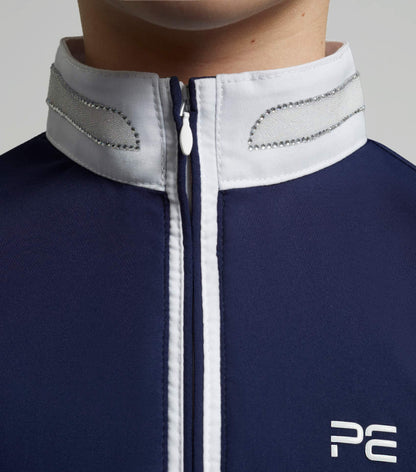 Premier Equine Maria Girls Diamanté Show Shirt Navy