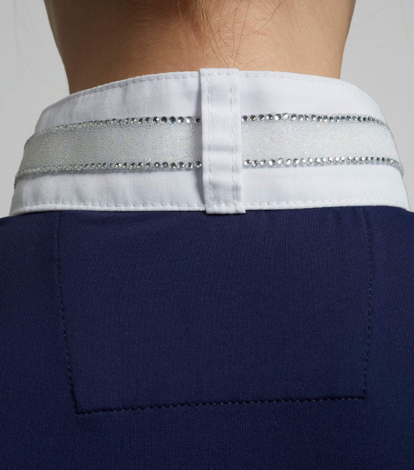 Premier Equine Maria Girls Diamanté Show Shirt Navy