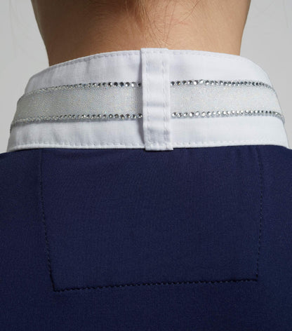 Premier Equine Maria Girls Diamanté Show Shirt Navy
