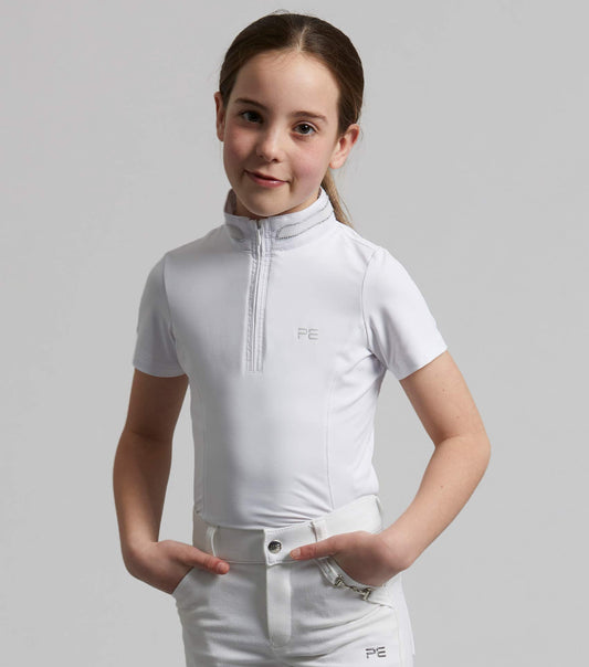Premier Equine Maria Girls Diamanté Show Shirt White