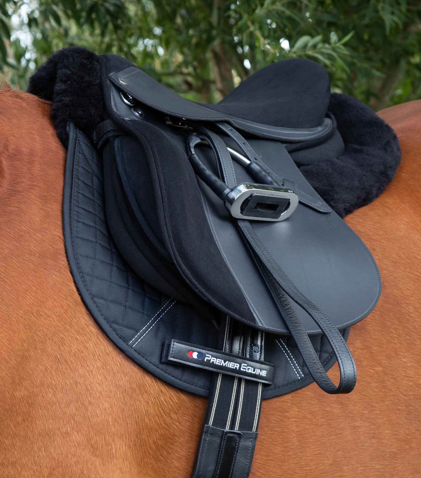 Premier Equine Merino Wool Saddle Pad - GP/Jump Numnah Black/Black Wool
