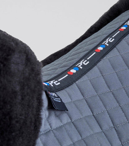 Premier Equine Merino Wool Saddle Pad - GP/Jump Numnah Grey/Black Wool