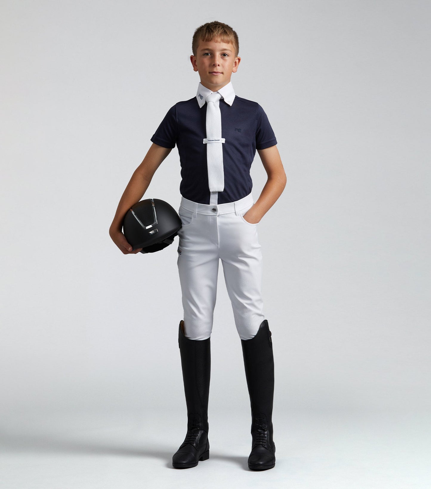 Premier Equine Mini Antonio Boy's Short Sleeve Show Shirt Navy