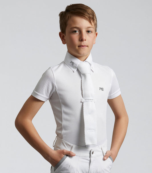 Premier Equine Mini Antonio Boy's Short Sleeve Show Shirt White