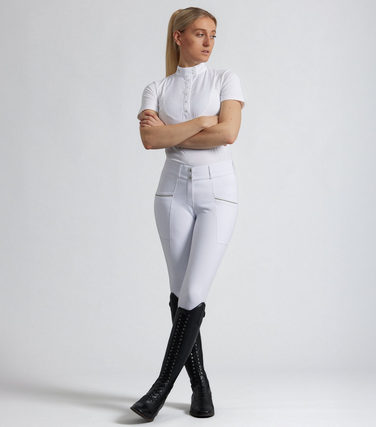 Premier Equine Ofena Women's Gel Knee Competition Riding Breeches - White