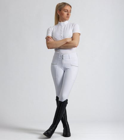 Premier Equine Ofena Women's Gel Knee Competition Riding Breeches - White