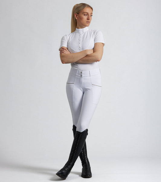 Premier Equine Ofena Women's Gel Knee Competition Riding Breeches - White