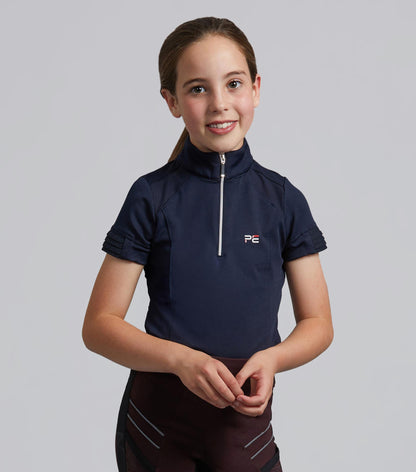 Premier Equine Mini Remisa Girl's Technical Short Sleeve Riding Top Navy