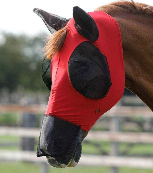 Premier Equine Comfort Tech Lycra Fly Mask Xtra - Red