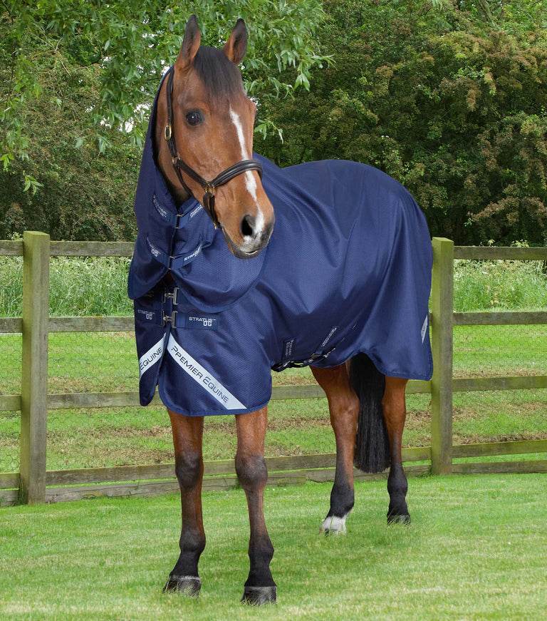 Premier Equine Stratus 600D Series 0g Turnout Rug with Classic Neck Cover Navy - N P Equestrian & Pet Supplies Ltd 