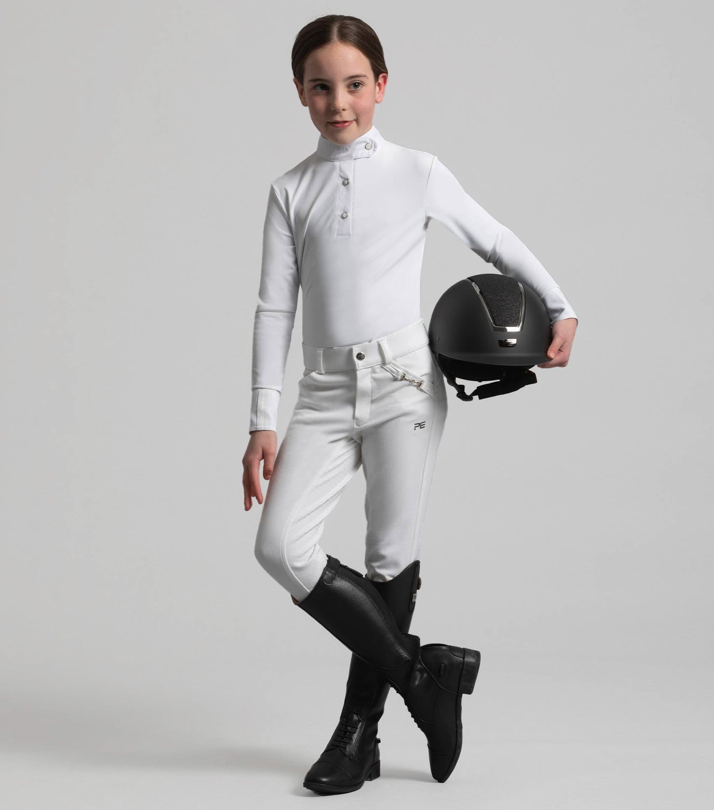 Premier Equine Rossini Girls Lycra Show Shirt White