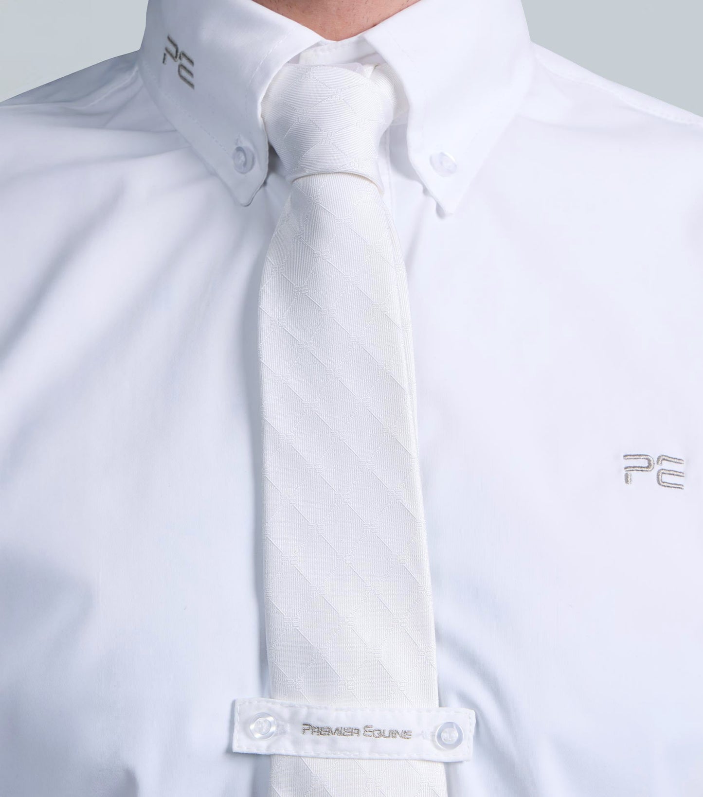Premier Equine Men's 100% Silk Hand Made Tie - White - N P Equestrian & Pet Supplies Ltd