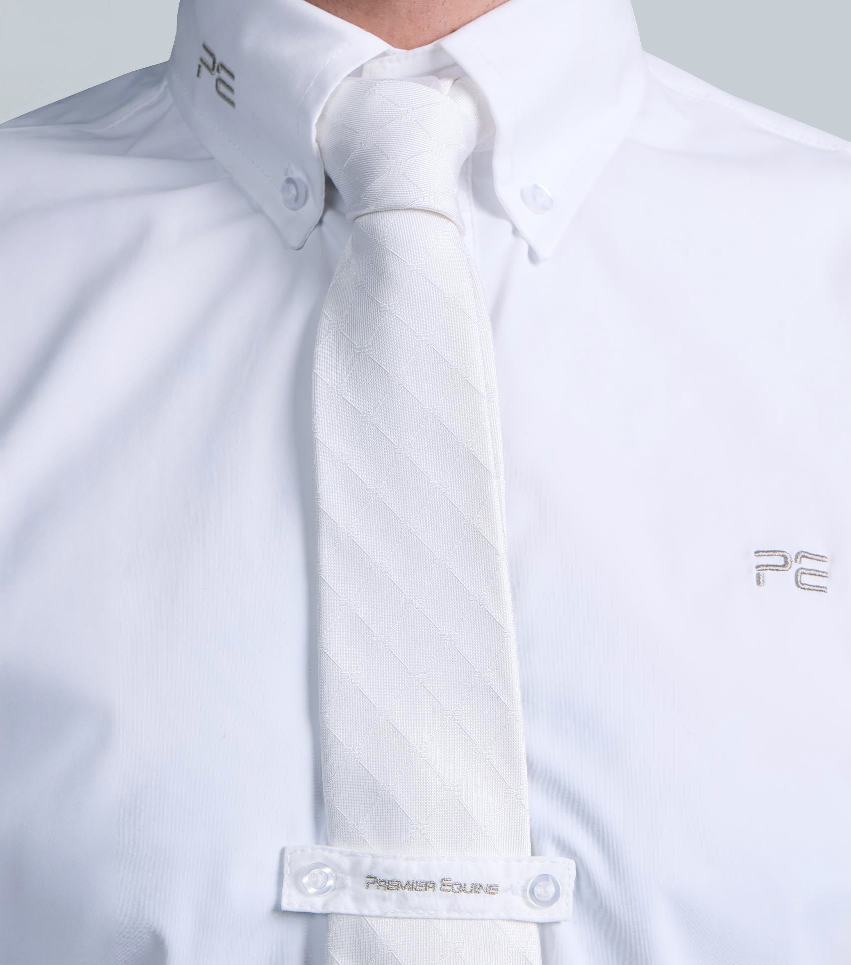 Premier Equine Men's 100% Silk Hand Made Tie - White - N P Equestrian & Pet Supplies Ltd