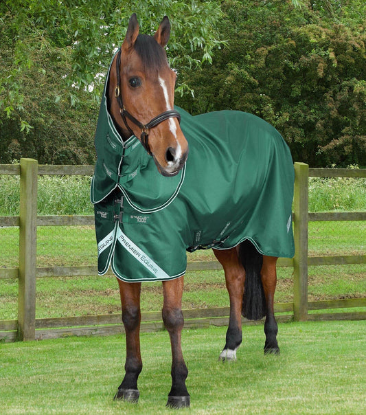 Premier Equine Stratus 600D Series 100g Turnout Rug with Neck Cover Green - N P Equestrian & Pet Supplies Ltd 