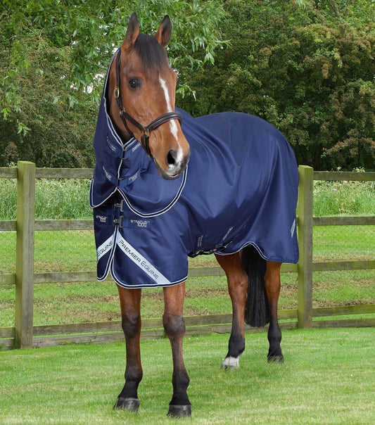 Premier Equine Stratus 600D Series 100g Turnout Rug with Neck Cover Navy - N P Equestrian & Pet Supplies Ltd 