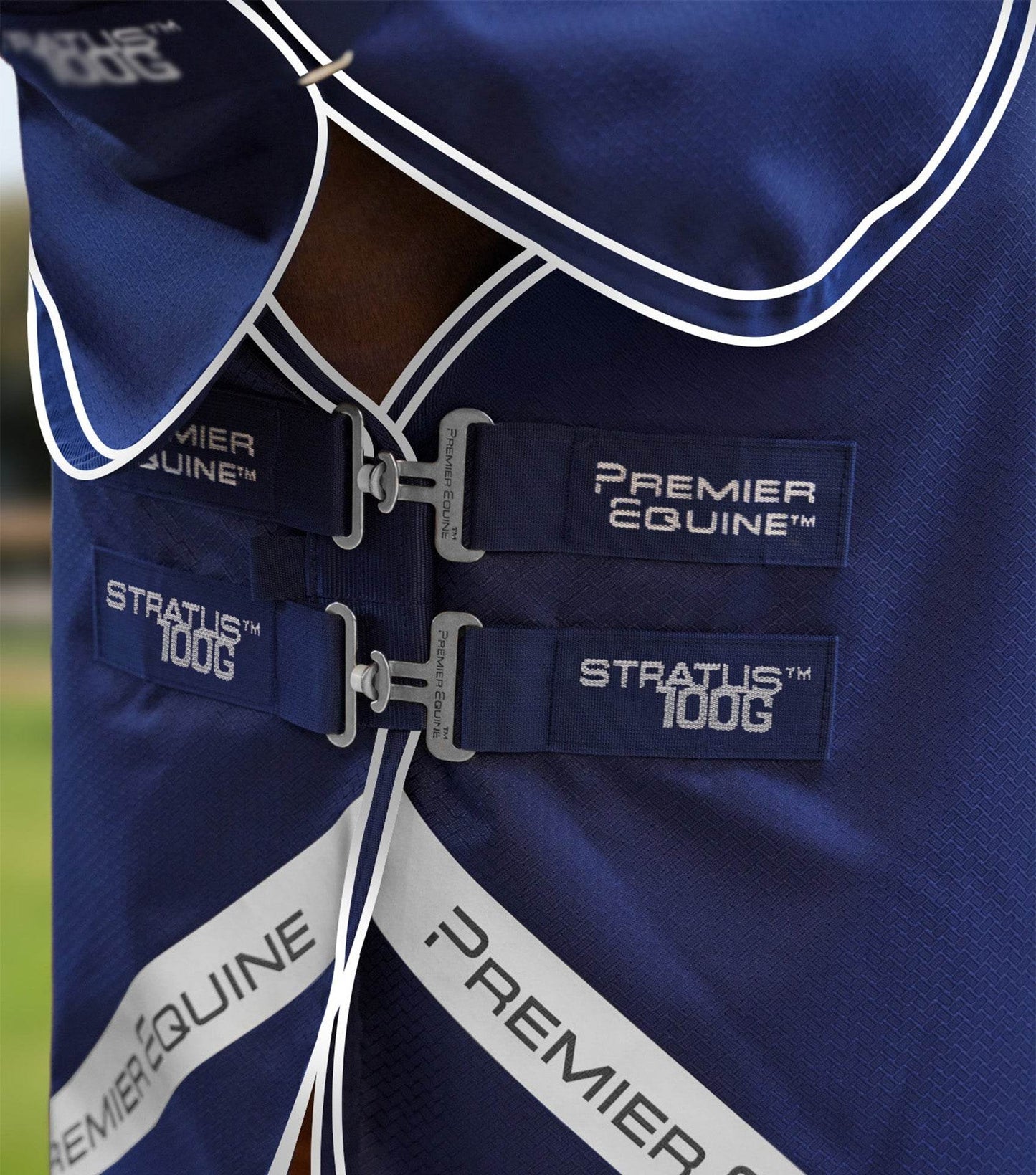 Premier Equine Stratus 600D Series 100g Turnout Rug with Neck Cover Navy - N P Equestrian & Pet Supplies Ltd 