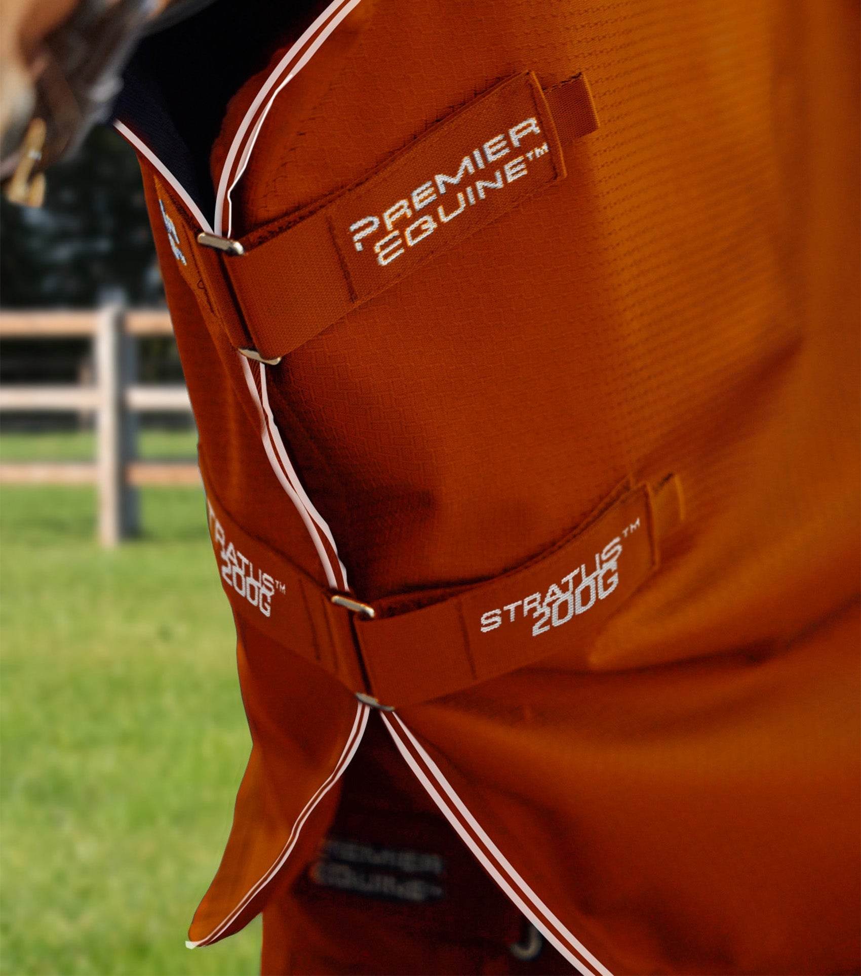 Premier Equine Stratus 600D Series 200g Turnout Rug with Classic Neck Cover Orange - N P Equestrian & Pet Supplies Ltd 