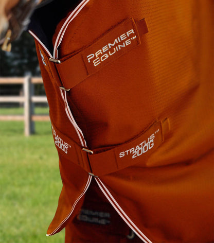 Premier Equine Stratus 600D Series 200g Turnout Rug with Classic Neck Cover Orange - N P Equestrian & Pet Supplies Ltd 