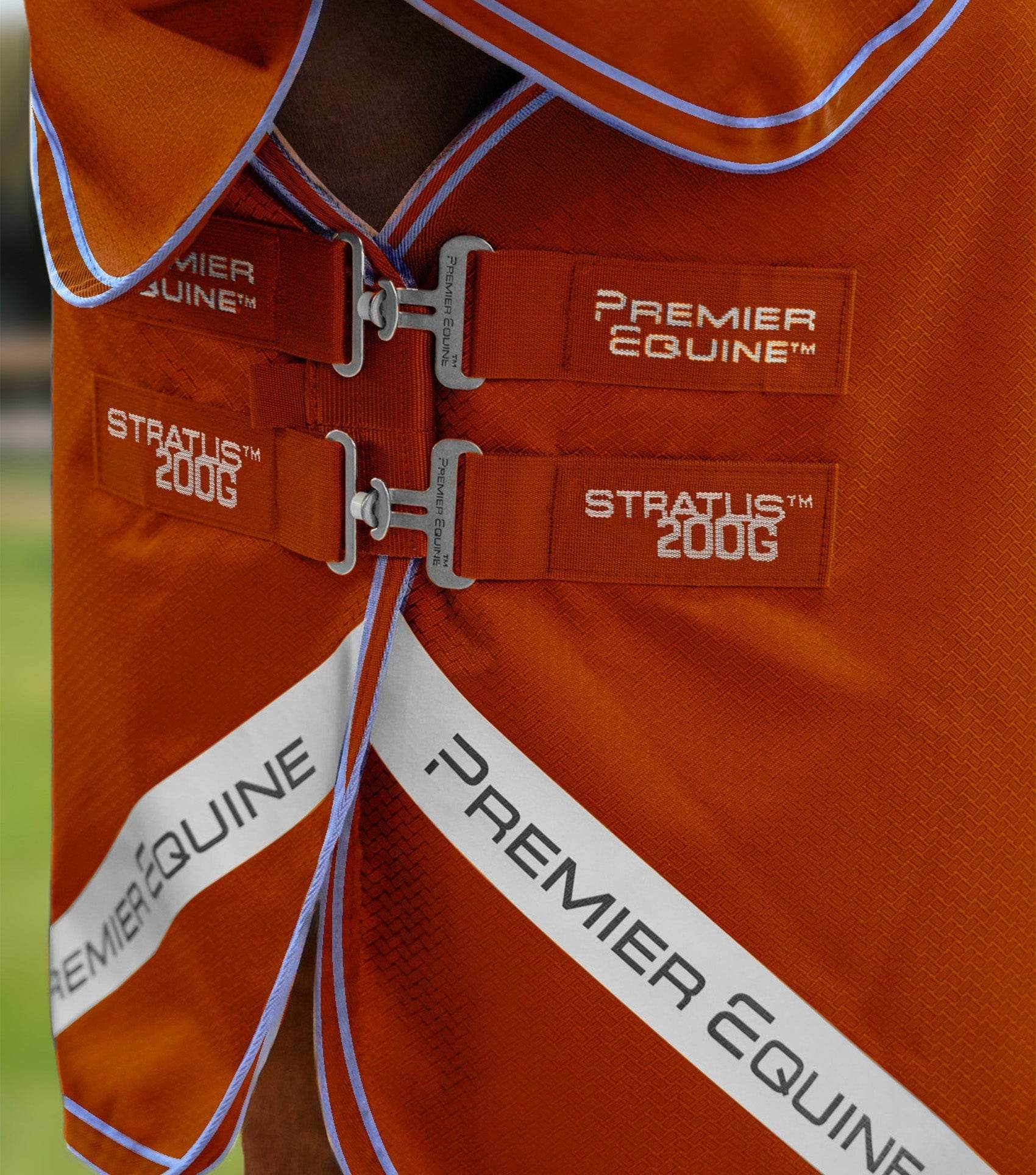 Premier Equine Stratus 600D Series 200g Turnout Rug with Classic Neck Cover Orange - N P Equestrian & Pet Supplies Ltd 