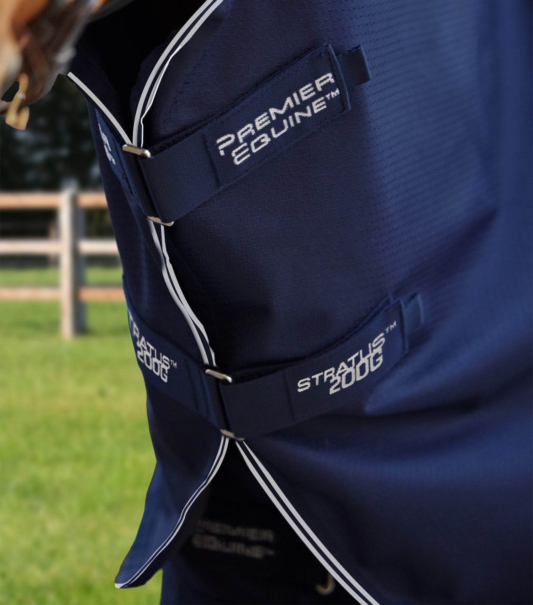 Premier Equine Stratus 600D Series 200g Turnout Rug with Classic Neck Cover Navy - N P Equestrian & Pet Supplies Ltd 
