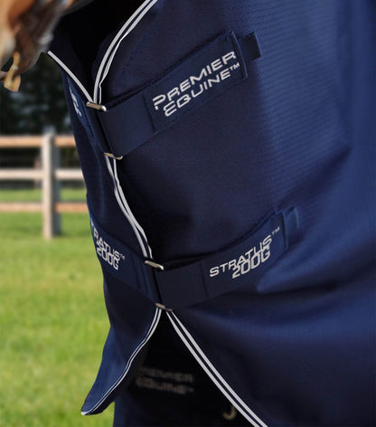 Premier Equine Stratus 600D Series 200g Turnout Rug with Classic Neck Cover Navy - N P Equestrian & Pet Supplies Ltd 